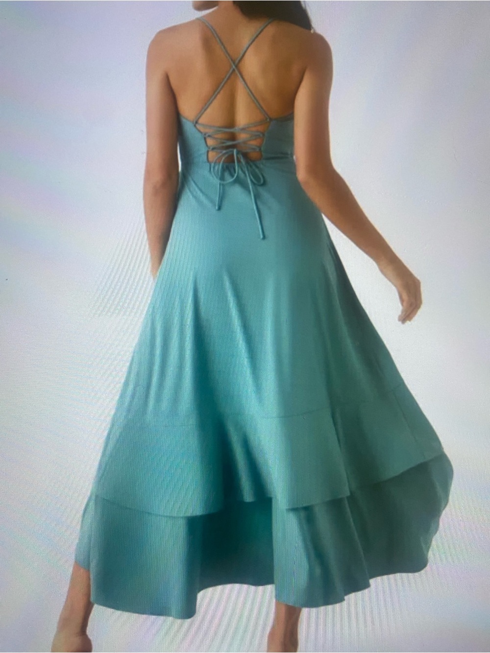 LARGE.  HALARA BREEZEFUL LACE UP RUFFLE HEM QUICK DRY MAXI